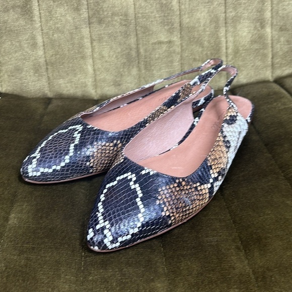 Madewell The Margot Slingback Flat in Snake Embossed Leather with strap flaws - Picture 10 of 14